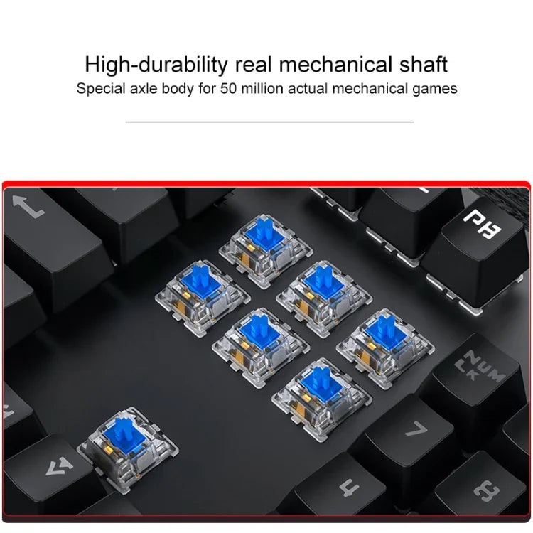 YINDIAO Electroplating Punk Mixed Light USB Mechanische Gaming-Tastatur mit Kabel, Schwarzer Schaft, Electroplating Punk, Schwarzer Schaft (Schwarz)