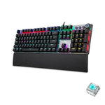 AULA F2088 108 Tasten Mechanische Gaming-Tastatur mit gemischter Beleuchtung, blauen Schaltern, kabelgebunden, USB, mit Metalltasten, blaue Schalter, schwarz