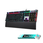 AULA F2088 108 Tasten Mechanische Gaming-Tastatur mit gemischter Beleuchtung, blauen Schaltern, kabelgebunden, USB, mit Metalltasten, blaue Schalter, schwarz