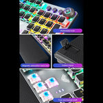 AULA F2088 108 Tasten Mechanische Gaming-Tastatur mit gemischter Beleuchtung, blauen Schaltern, kabelgebunden, USB, mit Metalltasten, blaue Schalter, schwarz