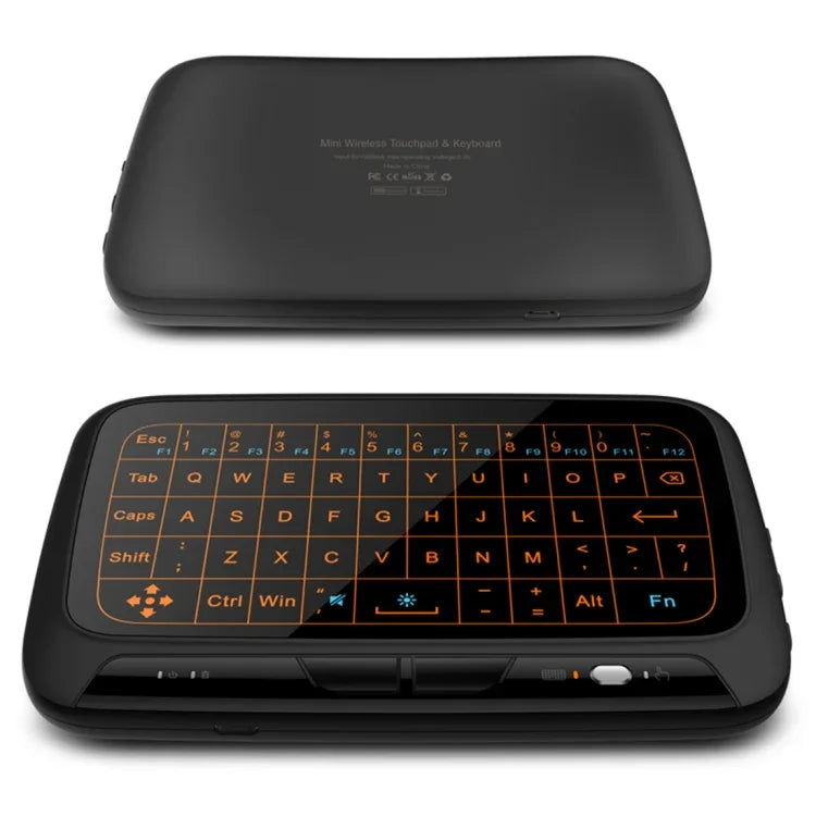 H18+ 2,4-GHz-Mini-Funktastatur mit Touchpad und 3-stufig einstellbarer Hintergrundbeleuchtung (Schwarz), H18+ Tastatur mit Hintergrundbeleuchtung