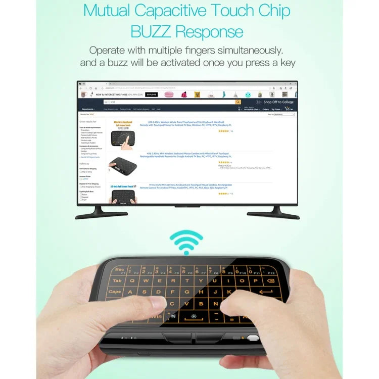 H18+ 2,4-GHz-Mini-Funktastatur mit Touchpad und 3-stufig einstellbarer Hintergrundbeleuchtung (Schwarz), H18+ Tastatur mit Hintergrundbeleuchtung