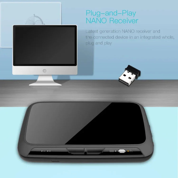 H18+ 2,4-GHz-Mini-Funktastatur mit Touchpad und 3-stufig einstellbarer Hintergrundbeleuchtung (Schwarz), H18+ Tastatur mit Hintergrundbeleuchtung