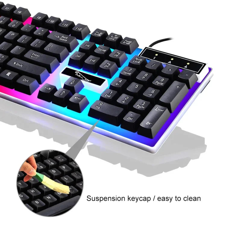 Chasing Leopard G21 USB-Tastatur mit 104 Tasten, wasserdicht, mit schwebenden runden Punk-Tastenkappen, farbenfroher Hintergrundbeleuchtung und mechanischem Tippgefühl, kabelgebunden, Länge: 1,3 m
