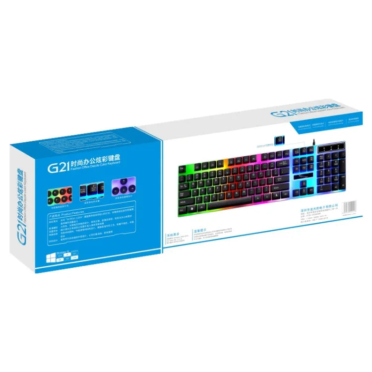 Chasing Leopard G21 USB-Tastatur mit 104 Tasten, wasserdicht, mit schwebenden runden Punk-Tastenkappen, farbenfroher Hintergrundbeleuchtung und mechanischem Tippgefühl, kabelgebunden, Länge: 1,3 m