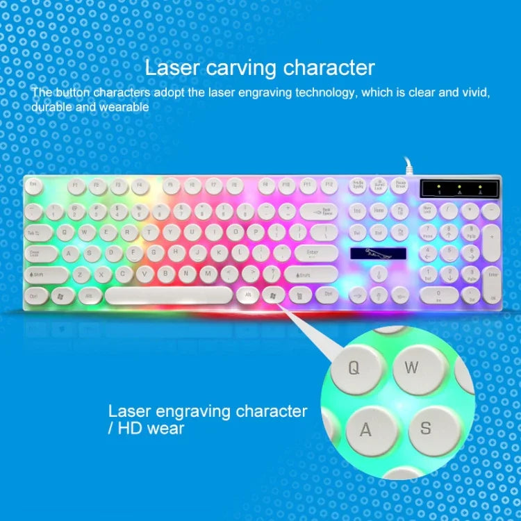 Chasing Leopard G21 USB-Tastatur mit 104 Tasten, wasserdicht, mit schwebenden runden Punk-Tastenkappen, farbenfroher Hintergrundbeleuchtung und mechanischem Tippgefühl, kabelgebunden, Länge: 1,3 m