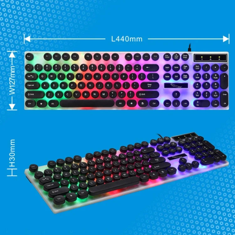 Chasing Leopard G21 USB-Tastatur mit 104 Tasten, wasserdicht, mit schwebenden runden Punk-Tastenkappen, farbenfroher Hintergrundbeleuchtung und mechanischem Tippgefühl, kabelgebunden, Länge: 1,3 m