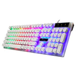 Chasing Leopard G21 USB-Tastatur mit 104 Tasten, wasserdicht, mit schwebenden runden Punk-Tastenkappen, farbenfroher Hintergrundbeleuchtung und mechanischem Tippgefühl, kabelgebunden, Länge: 1,3 m