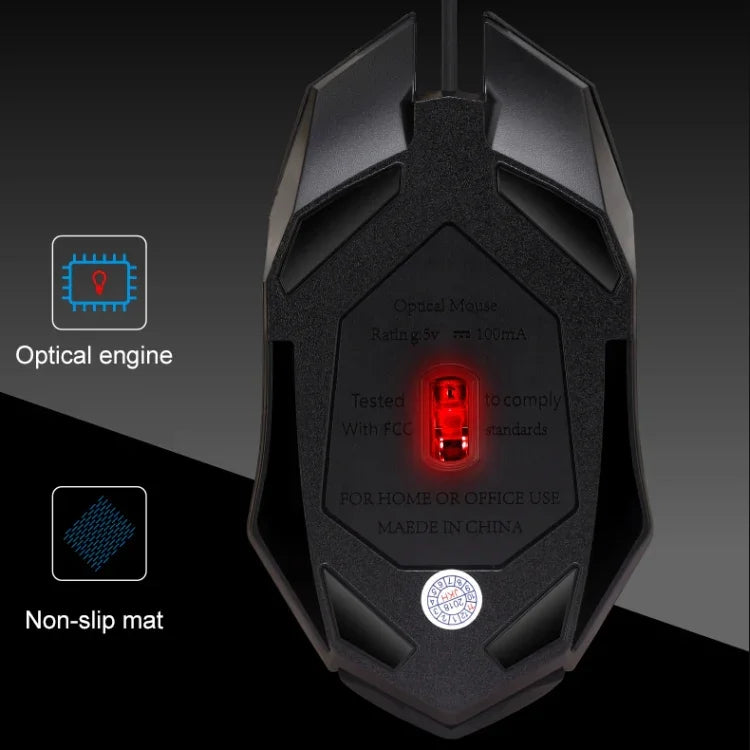 Chasing Leopard K2 USB-Gaming-Maus mit LED-Hintergrundbeleuchtung, 1600 DPI, drei Geschwindigkeitsstufen, kabelgebunden, optisch, Länge: 1,3 m, K2