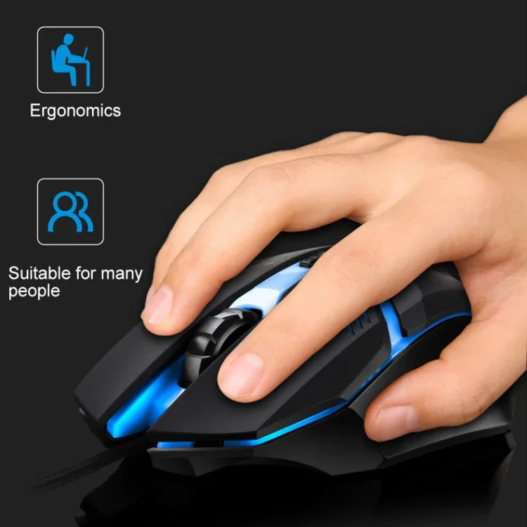 Chasing Leopard K2 USB-Gaming-Maus mit LED-Hintergrundbeleuchtung, 1600 DPI, drei Geschwindigkeitsstufen, kabelgebunden, optisch, Länge: 1,3 m, K2