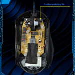 Chasing Leopard T7 USB 6-Tasten 2400 DPI Dreistufig einstellbare Hintergrundbeleuchtung Kabelgebundene optische Gaming-Maus Integriertes Gegengewicht, Länge: 1,8 m, T7