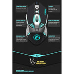 iMICE V5 USB 7-Tasten 4000 DPI Kabelgebundene optische Gaming-Maus mit farbiger Hintergrundbeleuchtung für Computer, PC und Laptop, V5 (Weiß)