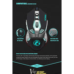 iMICE V5 USB 7-Tasten 4000 DPI Kabelgebundene optische Gaming-Maus mit farbiger Hintergrundbeleuchtung für Computer, PC und Laptop, V5 (Weiß)
