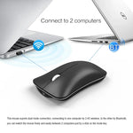 HXSJ T23 Bluetooth 5.0 + Bluetooth 3.0 + 2,4 GHz Funkmaus mit drei Modi, 4 Tasten, 1600 DPI einstellbar, ergonomisch, optisch, Schwarz