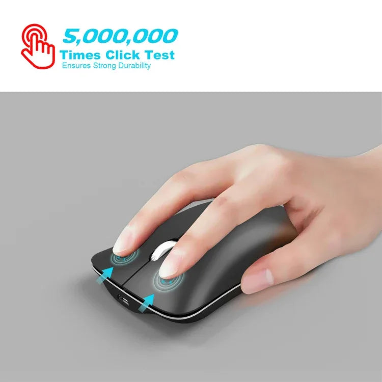 HXSJ T23 Bluetooth 5.0 + Bluetooth 3.0 + 2,4 GHz Funkmaus mit drei Modi, 4 Tasten, 1600 DPI einstellbar, ergonomisch, optisch, Schwarz