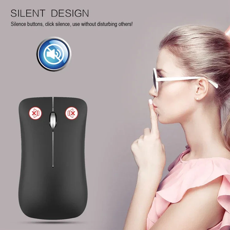 HXSJ T23 Bluetooth 5.0 + Bluetooth 3.0 + 2,4 GHz Funkmaus mit drei Modi, 4 Tasten, 1600 DPI einstellbar, ergonomisch, optisch, Schwarz
