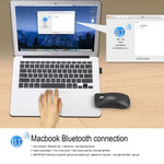 HXSJ T23 Bluetooth 5.0 + Bluetooth 3.0 + 2,4 GHz Funkmaus mit drei Modi, 4 Tasten, 1600 DPI einstellbar, ergonomisch, optisch, Schwarz