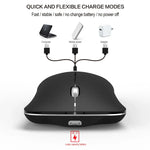 HXSJ T23 Bluetooth 5.0 + Bluetooth 3.0 + 2,4 GHz Funkmaus mit drei Modi, 4 Tasten, 1600 DPI einstellbar, ergonomisch, optisch, Schwarz