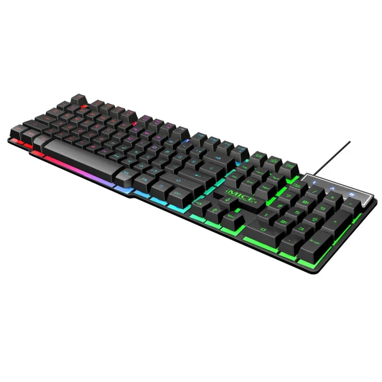 iMICE AK-600 Kabelgebundene USB-Gaming-Tastatur mit schwebenden Tastenkappen und Hintergrundbeleuchtung (Schwarz)