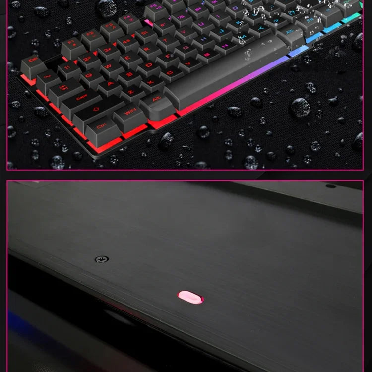iMICE AK-600 Kabelgebundene USB-Gaming-Tastatur mit schwebenden Tastenkappen und Hintergrundbeleuchtung (Schwarz)