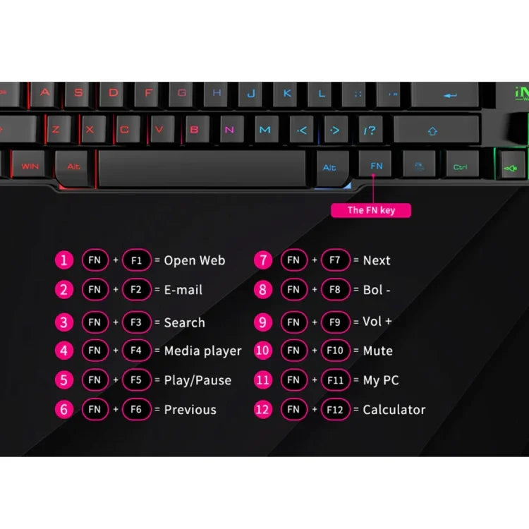 iMICE AK-600 Kabelgebundene USB-Gaming-Tastatur mit schwebenden Tastenkappen und Hintergrundbeleuchtung (Schwarz)