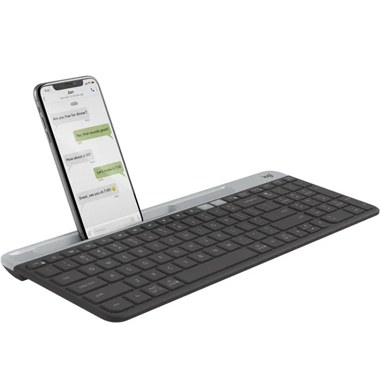 Logitech K580 Dual-Modus: Dünne und leichte kabellose Multi-Geräte-Tastatur mit Handyhalterung