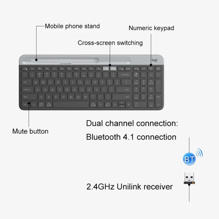 Logitech K580 Dual-Modus: Dünne und leichte kabellose Multi-Geräte-Tastatur mit Handyhalterung