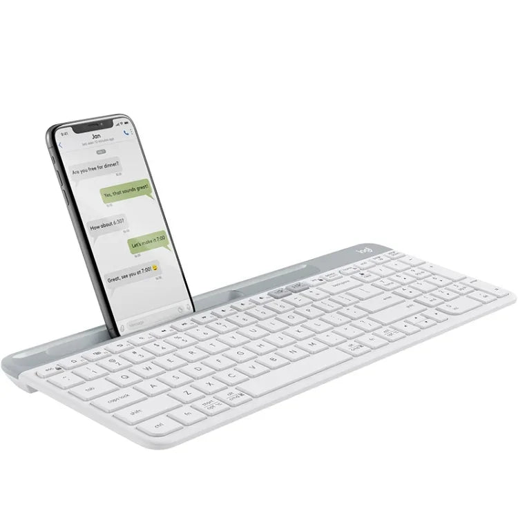 Logitech K580 Dual-Modus: Dünne und leichte kabellose Multi-Geräte-Tastatur mit Handyhalterung