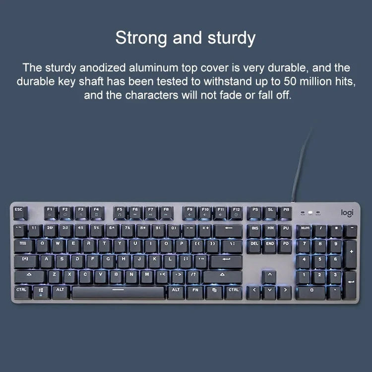 Logitech K845 CHERRY Blue Axis Hintergrundbeleuchtete mechanische kabelgebundene Tastatur, Kabellänge: 1,8 m, CHERRY Blue Axis