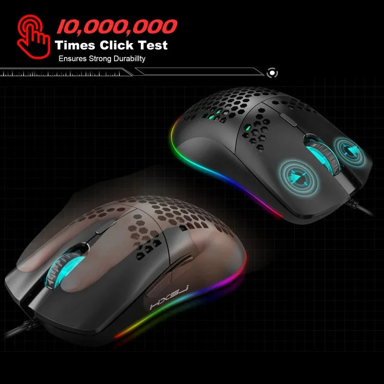 HXSJ J900 6-Tasten RGB-Beleuchtung Programmierbare Kabelgebundene Gaming-Maus (Weiß), J900 (Schwarz), J900 (Weiß)