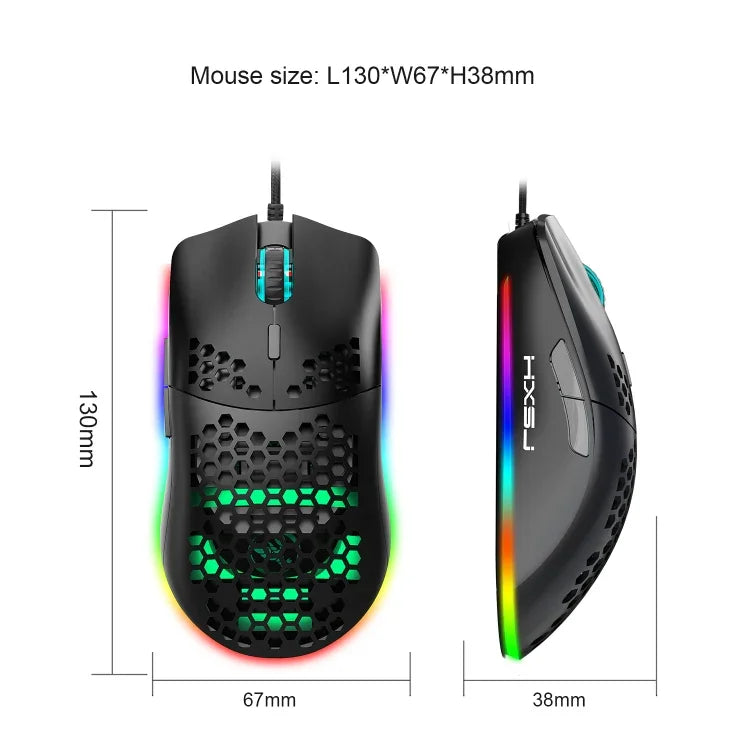 HXSJ J900 6-Tasten RGB-Beleuchtung Programmierbare Kabelgebundene Gaming-Maus (Weiß), J900 (Schwarz), J900 (Weiß)