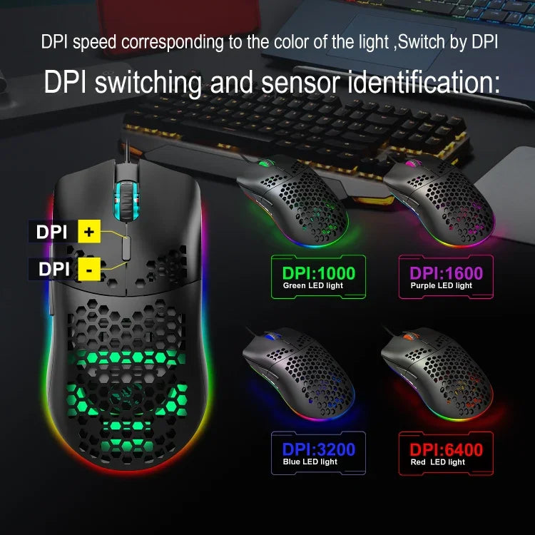 HXSJ J900 6-Tasten RGB-Beleuchtung Programmierbare Kabelgebundene Gaming-Maus (Weiß), J900 (Schwarz), J900 (Weiß)