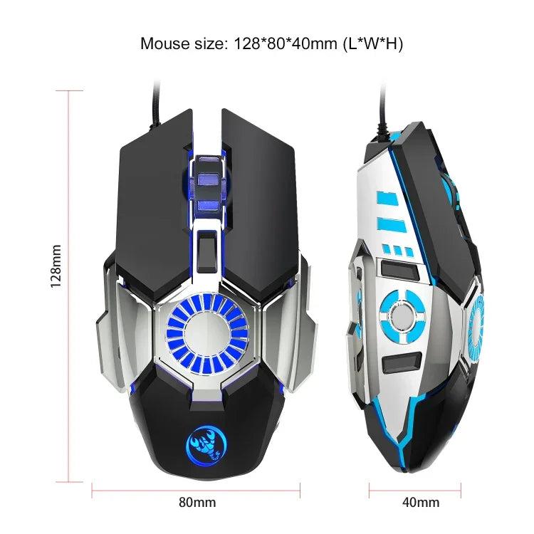 HXSJ J700 Kabelgebundene, programmierbare E-Sport-Gaming-Maus mit farbenfroher Beleuchtung, J700