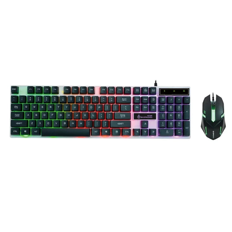 SHIPADOO D280 Kabelgebundene mechanische RGB-Tastatur mit Federmechanismus + 3D-Cool-Maus-Set für Laptop, PC, RGB-Hintergrundbeleuchtung