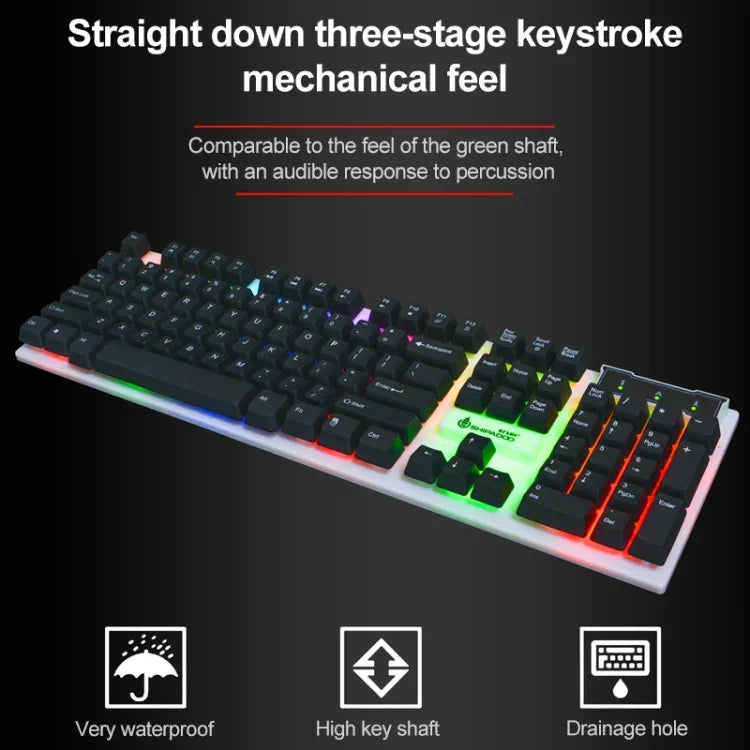 SHIPADOO D280 Kabelgebundene mechanische RGB-Tastatur mit Federmechanismus + 3D-Cool-Maus-Set für Laptop, PC, RGB-Hintergrundbeleuchtung
