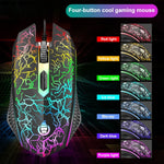 SHIPADOO D620 104-Tasten Kabelgebundenes RGB-Farb-Cracked-Backlight-Gaming-Tastatur-Maus-Set für Laptop, PC