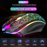 SHIPADOO D620 104-Tasten Kabelgebundenes RGB-Farb-Cracked-Backlight-Gaming-Tastatur-Maus-Set für Laptop, PC