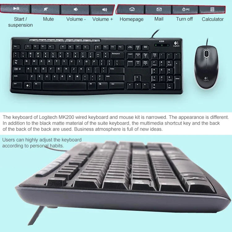 Logitech MK200 Kabelgebundenes Tastatur-Maus-Set