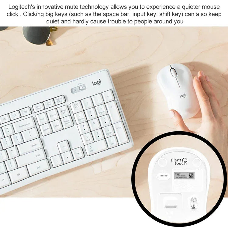 Logitech MK295 USB Kabelloses Geräuschloses Tastatur-Maus-Set