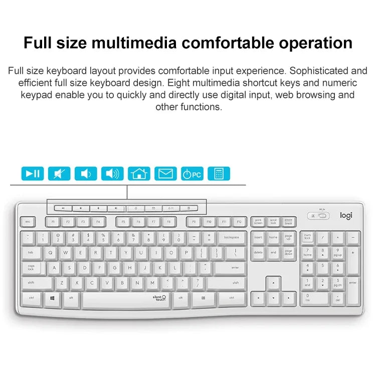 Logitech MK295 USB Kabelloses Geräuschloses Tastatur-Maus-Set