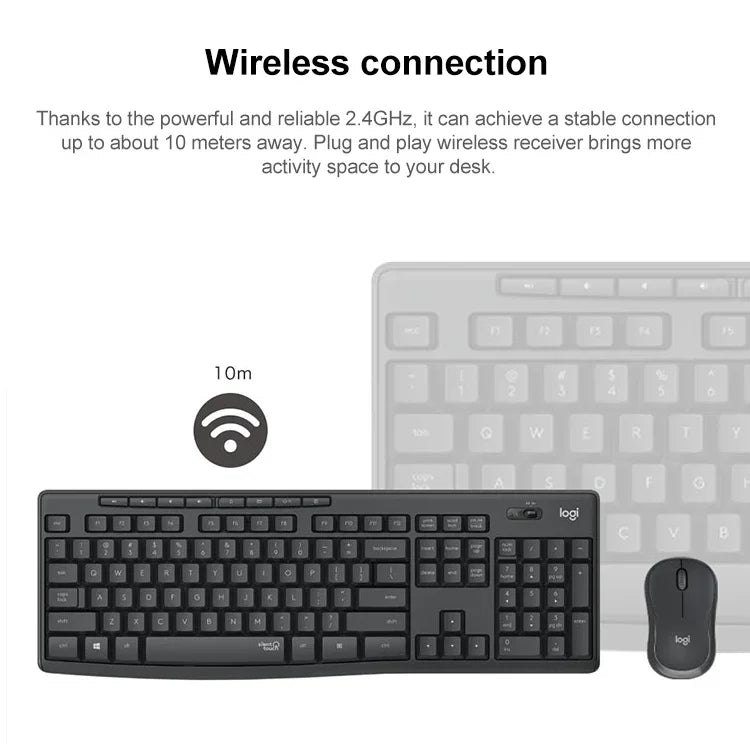 Logitech MK295 USB Kabelloses Geräuschloses Tastatur-Maus-Set