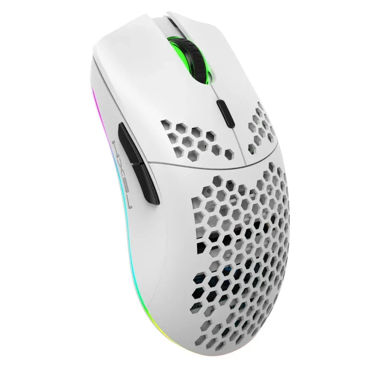 HXSJ T66 7-Tasten-Gaming-Funkmaus mit programmierbarer, farbiger Beleuchtung, T66 (Weiß)
