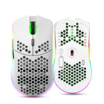 HXSJ T66 7-Tasten-Gaming-Funkmaus mit programmierbarer, farbiger Beleuchtung, T66 (Weiß)