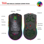 HXSJ T66 7-Tasten-Gaming-Funkmaus mit programmierbarer, farbiger Beleuchtung, T66 (Weiß)
