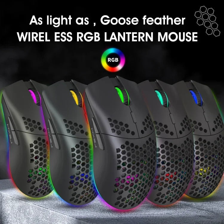 HXSJ T66 7-Tasten-Gaming-Funkmaus mit programmierbarer, farbiger Beleuchtung, T66 (Weiß)