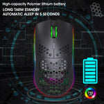 HXSJ T66 7-Tasten-Gaming-Funkmaus mit programmierbarer, farbiger Beleuchtung, T66 (Weiß)