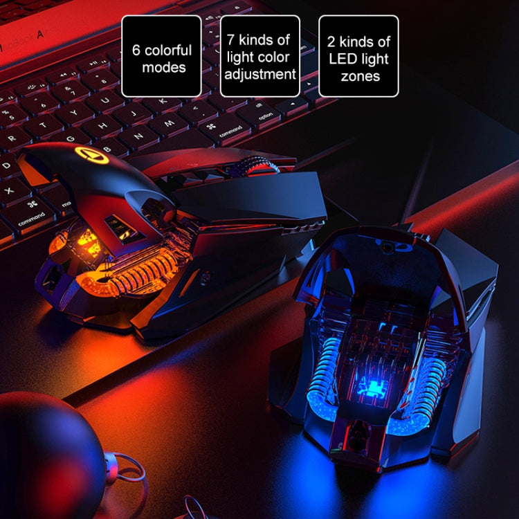 YINDIAO G10 7200 DPI, 7 Modi, einstellbare 7 Tasten, RGB-Beleuchtung, kabelgebundene mechanische Hard-Core-Makro-Maus aus Metall, Ausführung: Audio-Version
