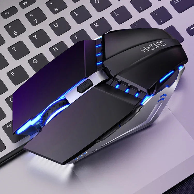 YINDIAO 6-Tasten Gaming- und Büro-USB-Maus mit Stummschaltung, mechanische Kabelmaus, Stummschaltungsmaus (Schwarz)