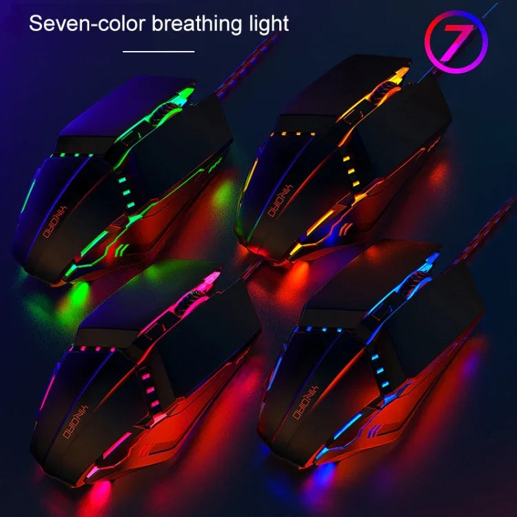 YINDIAO Mechanische Kabelmaus mit 6 Tasten für Gaming und Büro, USB-Anschluss, Maus (Schwarz)