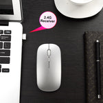 HXSJ M90 2,4 GHz Ultradünne, geräuschlose, wiederaufladbare Dual-Mode-Funkmaus mit Bluetooth für Notebooks und PCs